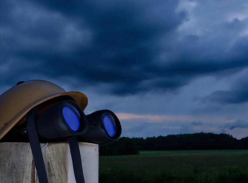 construction hat, looking at storm ahead